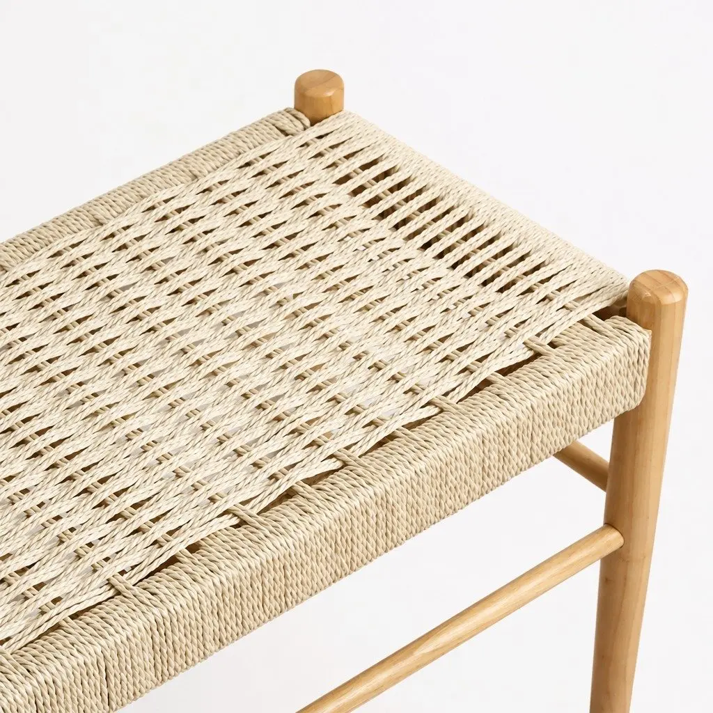 Wicker Bench Seat Kraft Rope Seating Indoor Outdoor Garden Porch Two Person
