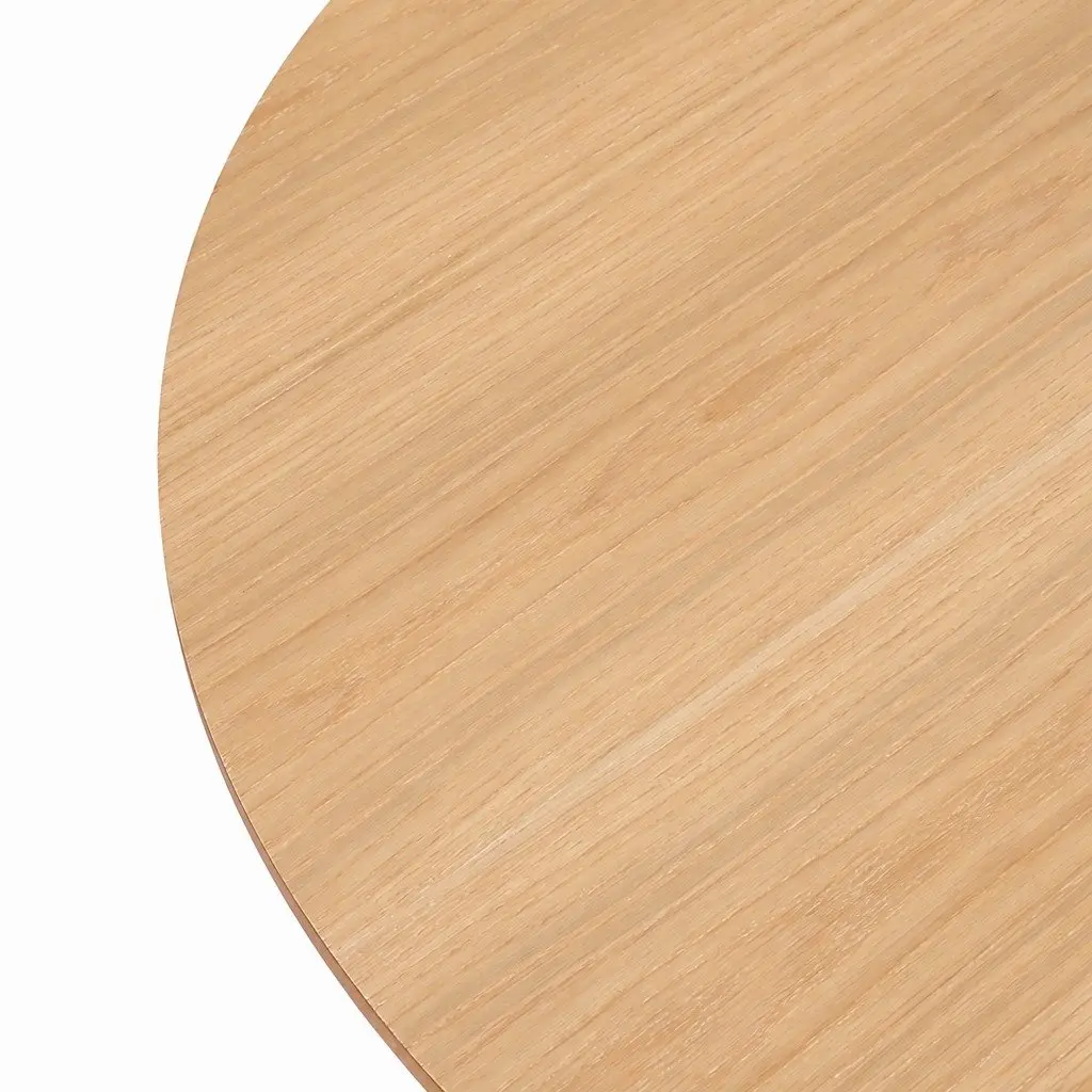 Round Dining Table 100cm Natural Rubberwood Frame MDF Top Seats 4-6 Kitchen