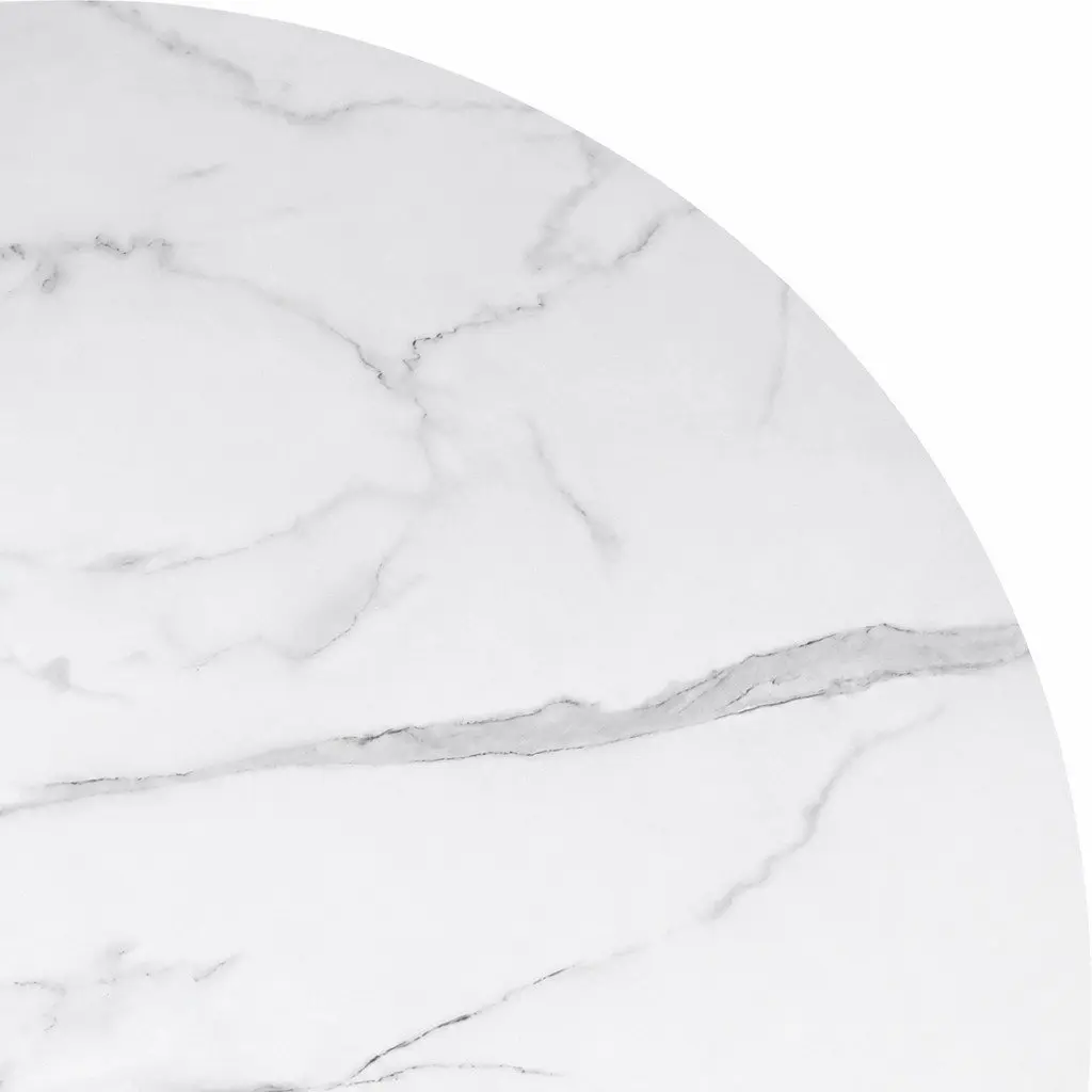 Round Dining Table 100cm White Rubberwood Base Kitchen Dinner Furniture