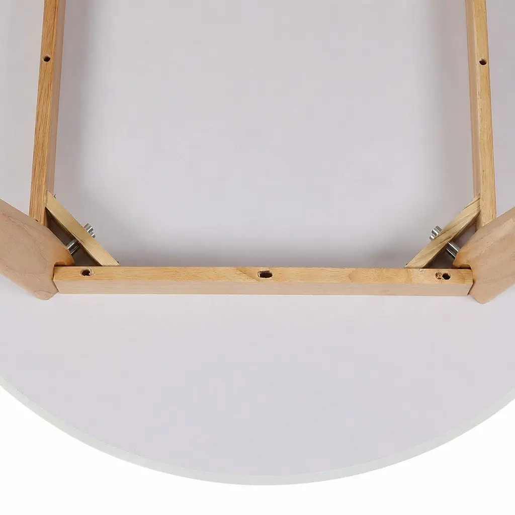 Round Dining Table 100cm White Rubberwood Base Kitchen Dinner Furniture