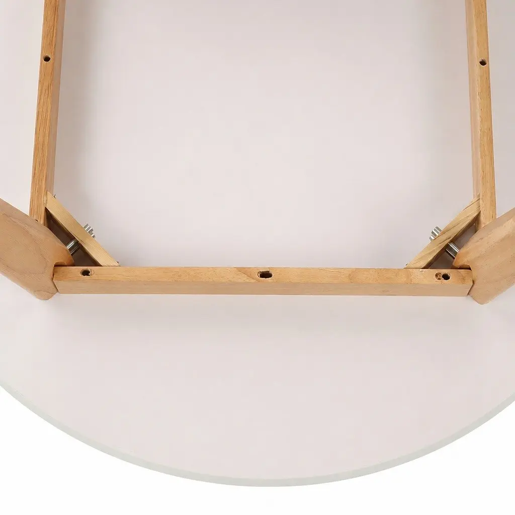 Round Dining Table Bevelled Edge 120cm White Rubberwood Base
