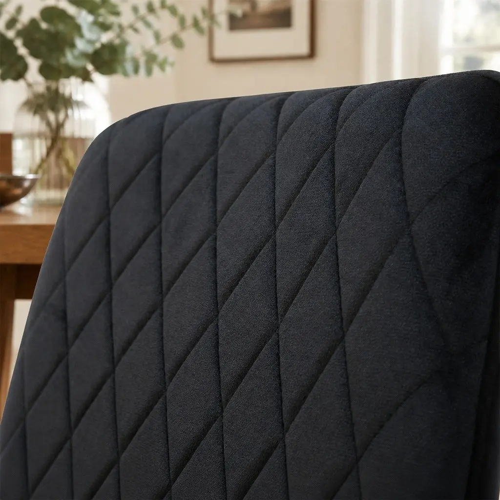 Dining Chairs x4 Padded Velvet Seat Steel Frame High Density Foam Comfort