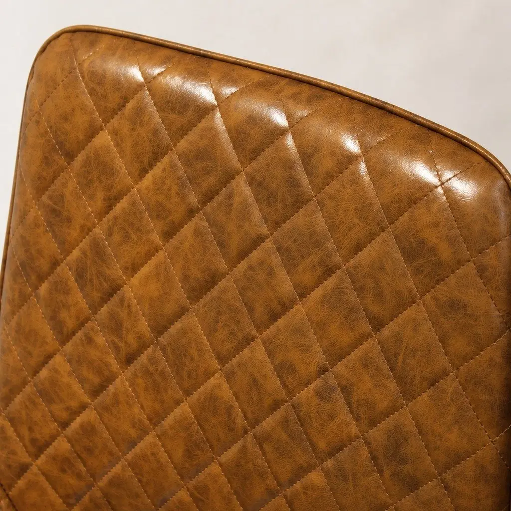 Padded Dining Chairs PU Faux Leather Steel Frame Brown Set of 4