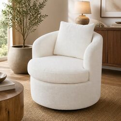 Friendly Swivel Armchair with Fleece Upholstery for You