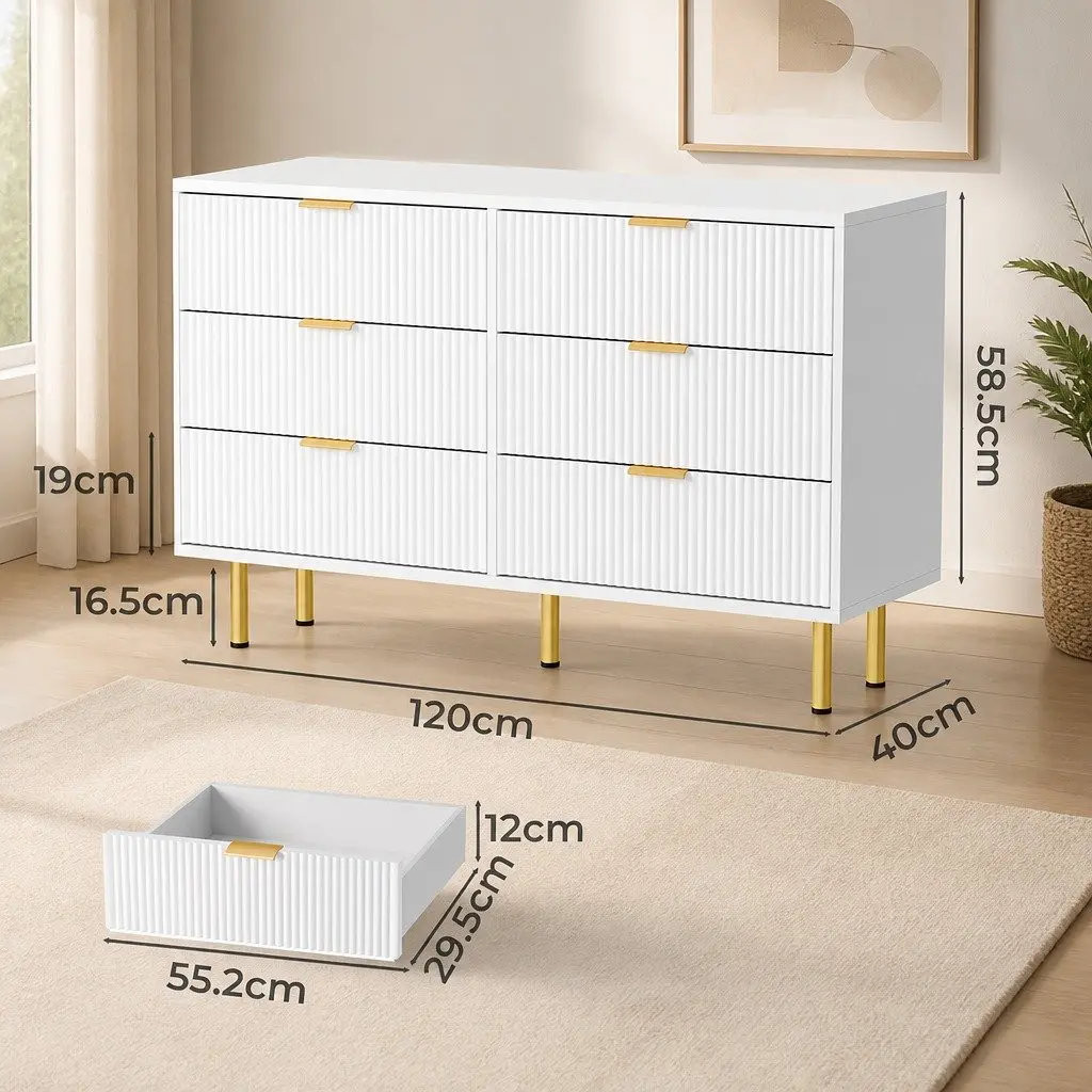 Chest of Drawers 6 Drawer Storage Cabinet Contemporary Design Home Furniture