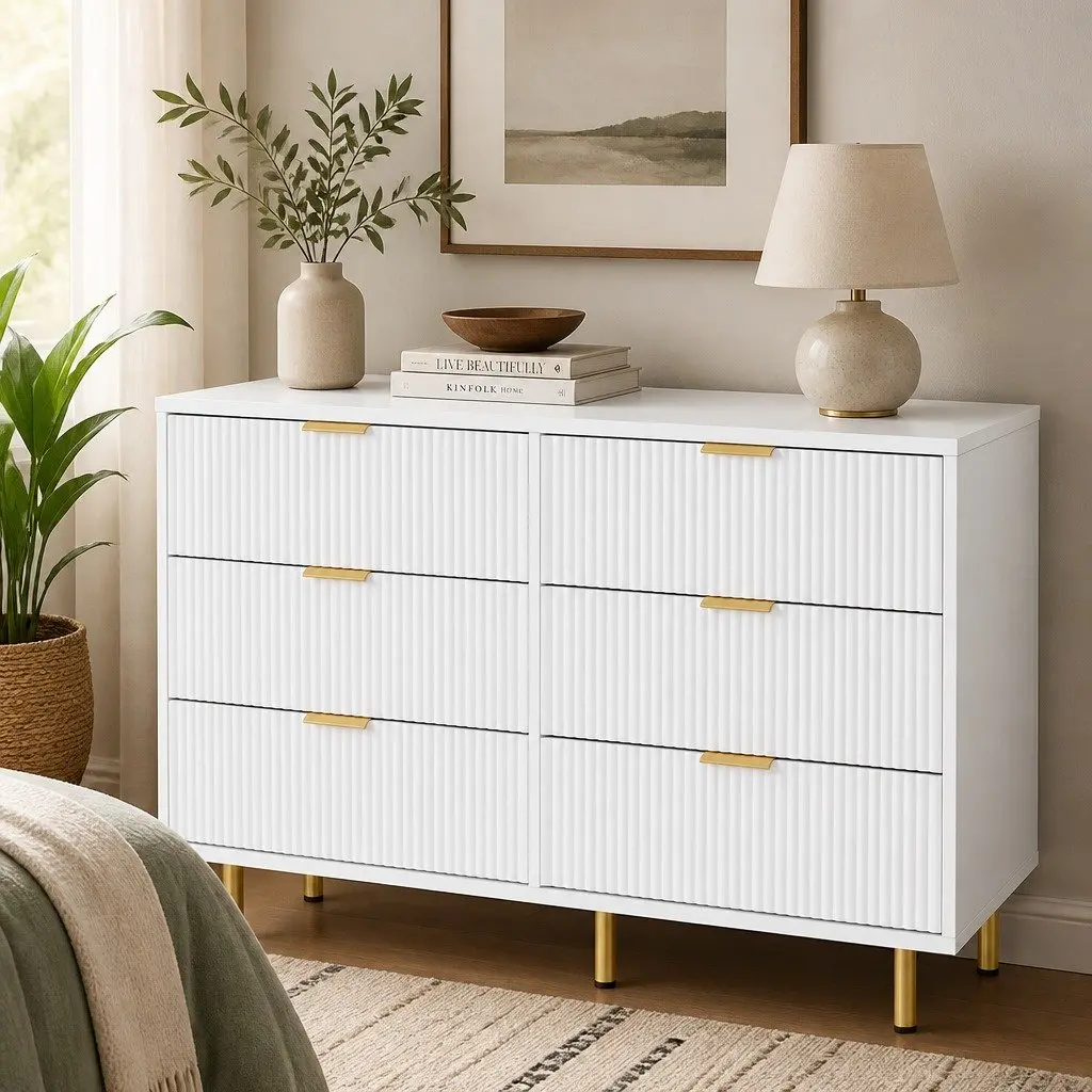 Chest of Drawers 6 Drawer Storage Cabinet Contemporary Design Home Furniture