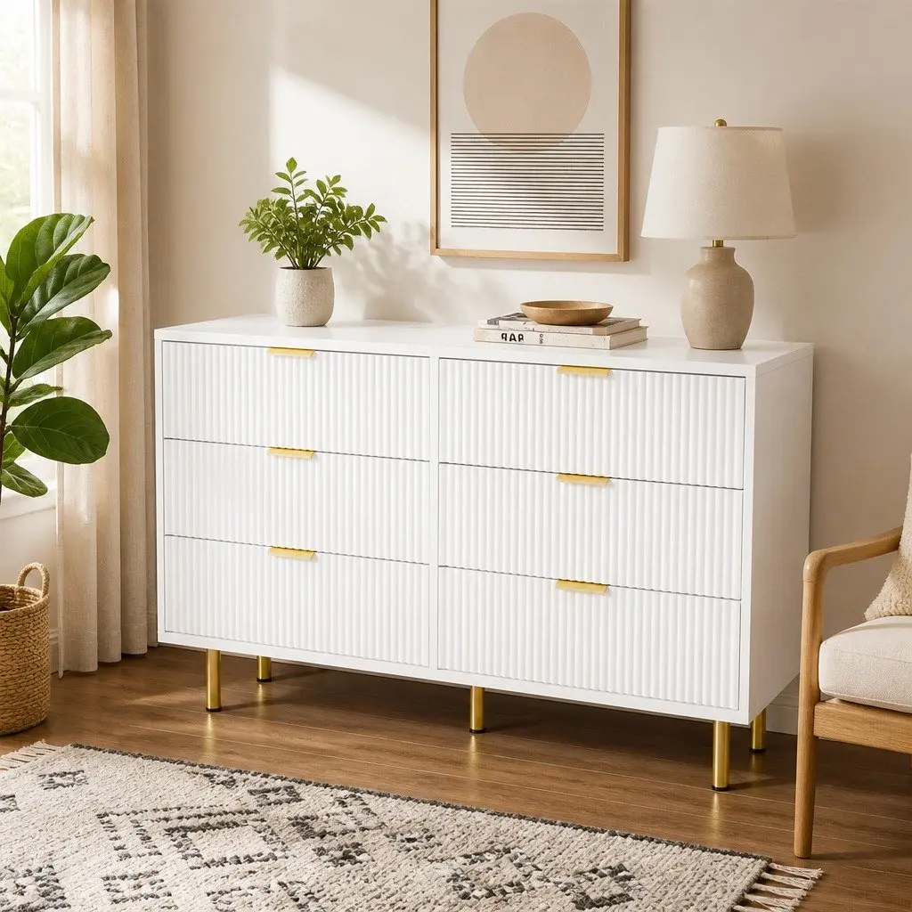 Chest of Drawers 6 Drawer Storage Cabinet Contemporary Design Home Furniture