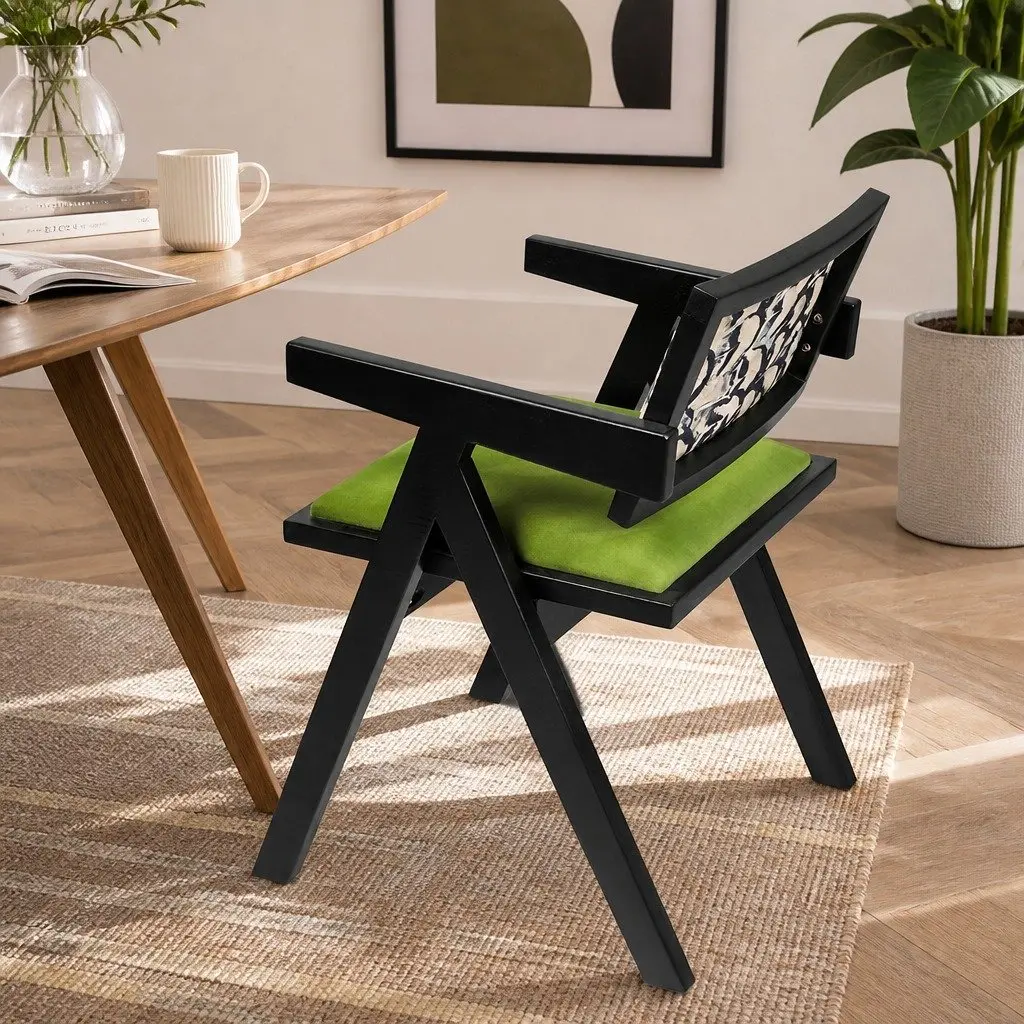 Dining Chair Retro Backrest French Vintage Design Sturdy Wood Frame Kitchen Seat