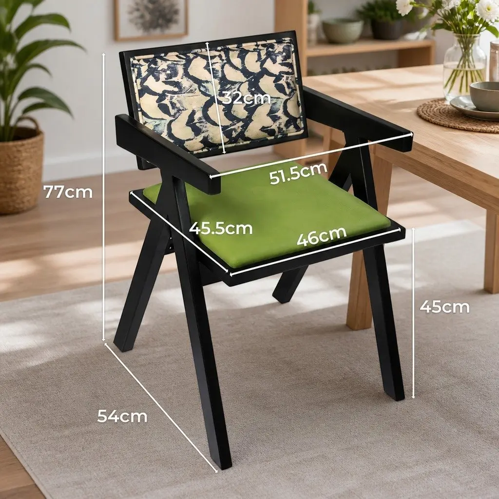 Dining Chair Retro Backrest French Vintage Design Sturdy Wood Frame Kitchen Seat
