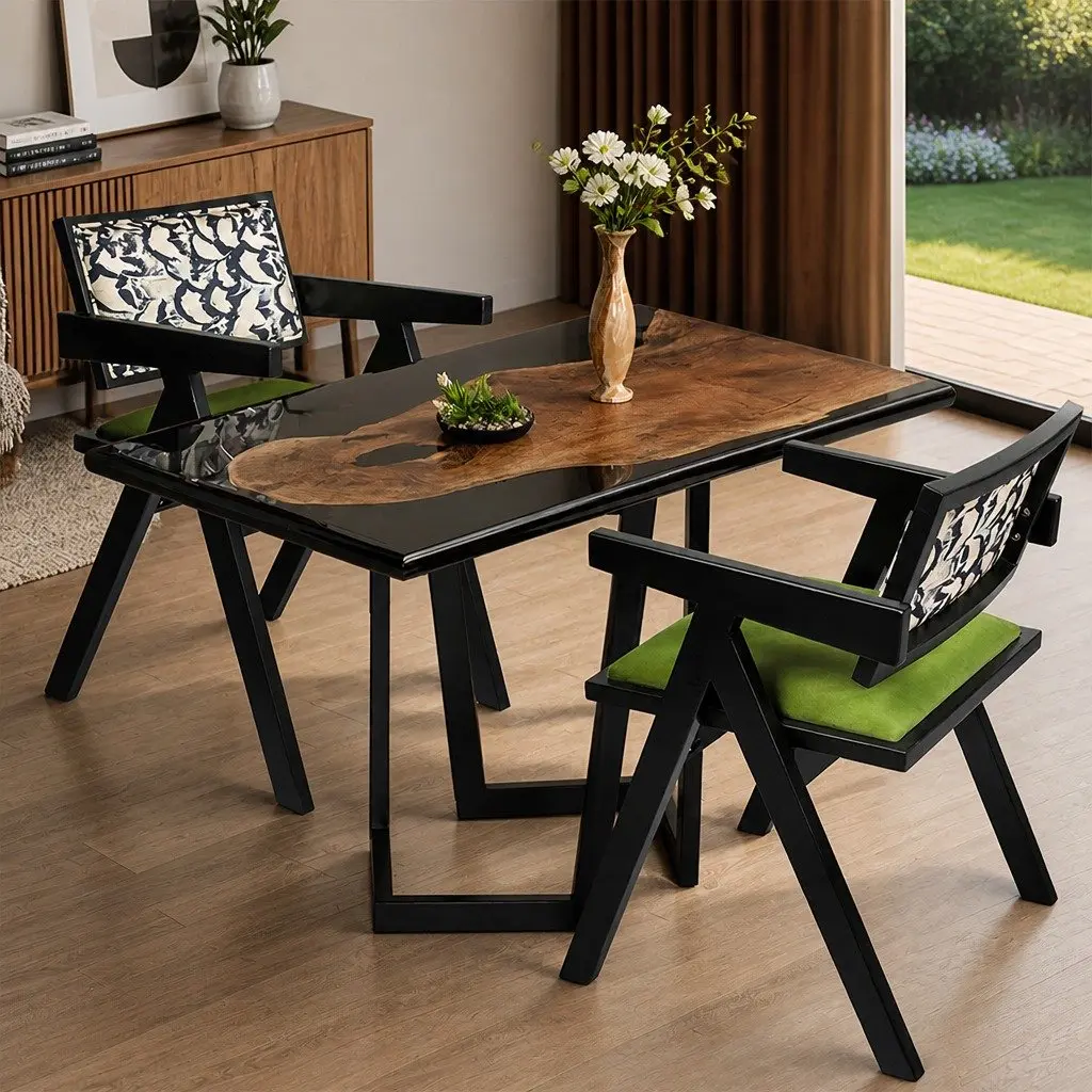 Dining Chair Retro Backrest French Vintage Design Sturdy Wood Frame Kitchen Seat