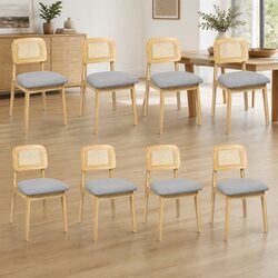 Set of 8 Comfortable Dining Chairs with Rattan Design