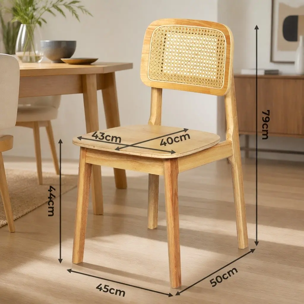 Set of 6 Dining Chairs in Rattan