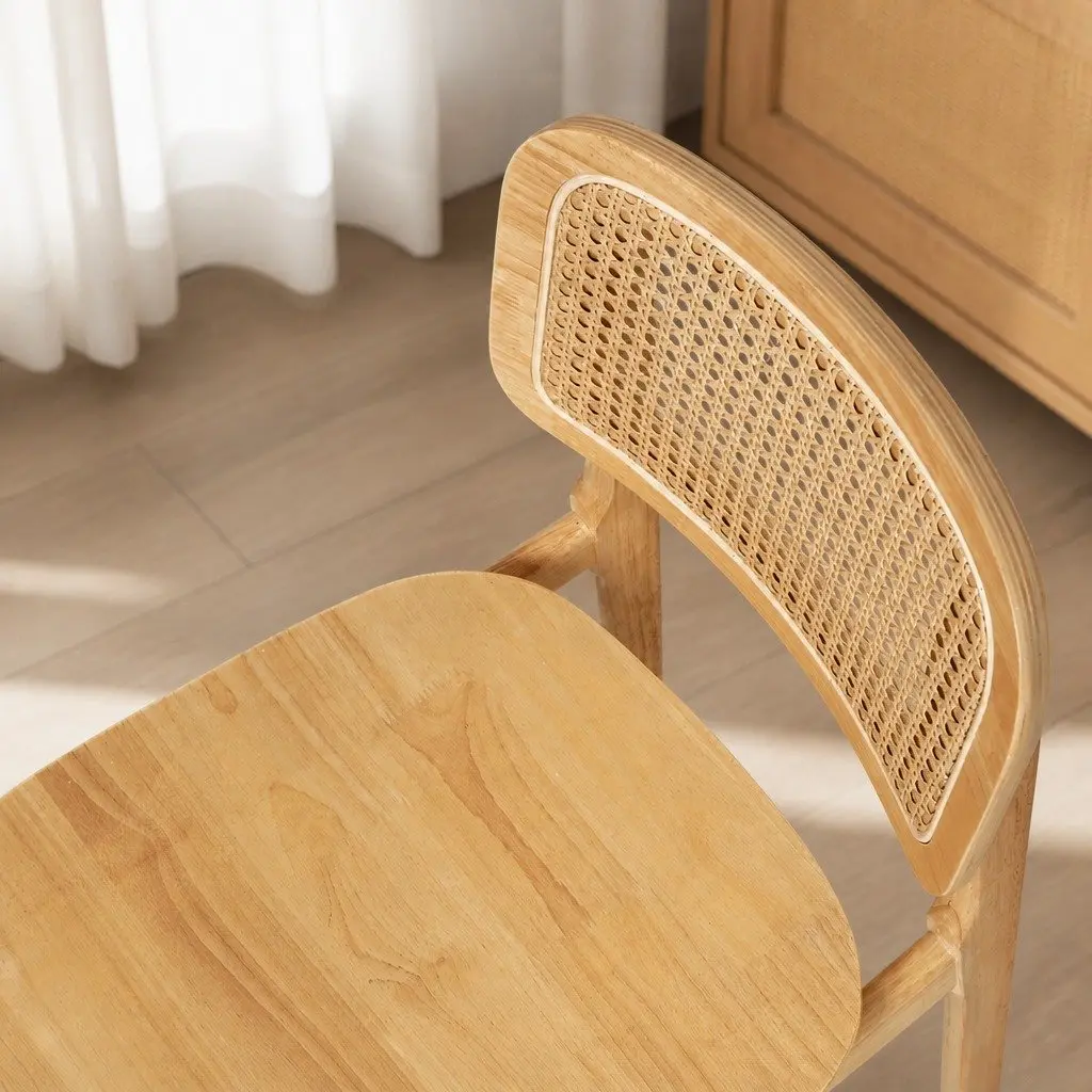 Set of 6 Dining Chairs in Rattan