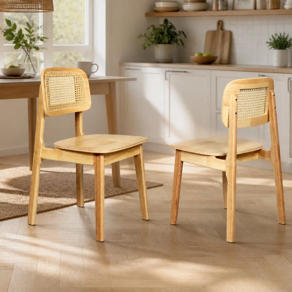 Set of 6 Dining Chairs in Rattan