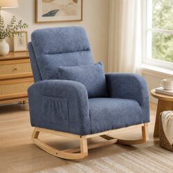 Rocking Chair Ottoman Footrest Set Teddy Plush Nursery Living Room Relaxation