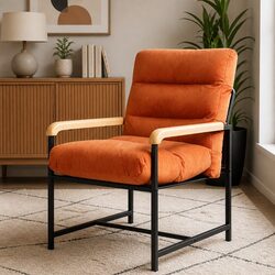 Metal Frame Lounge Accent Chair Velvet Cushion Armchair Living Room Bedroom