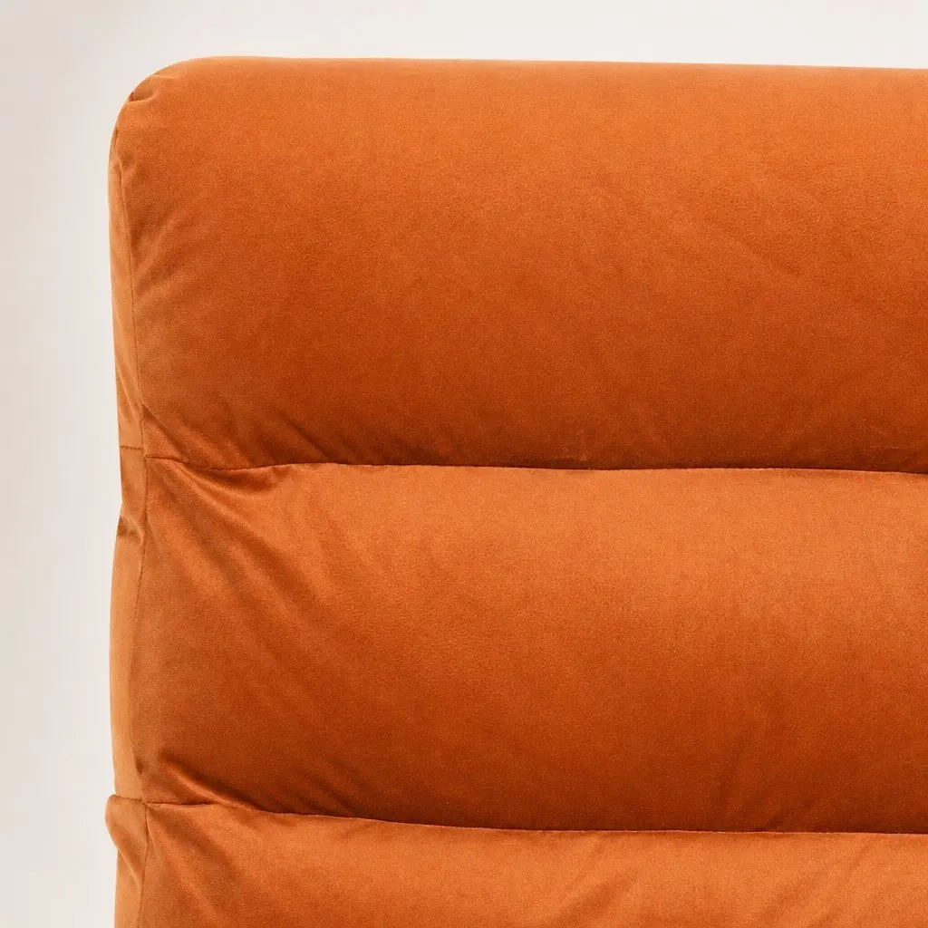 Metal Frame Lounge Chair Velvet Cushion Burnt Orange 59cm x 64cm x 74.5cm
