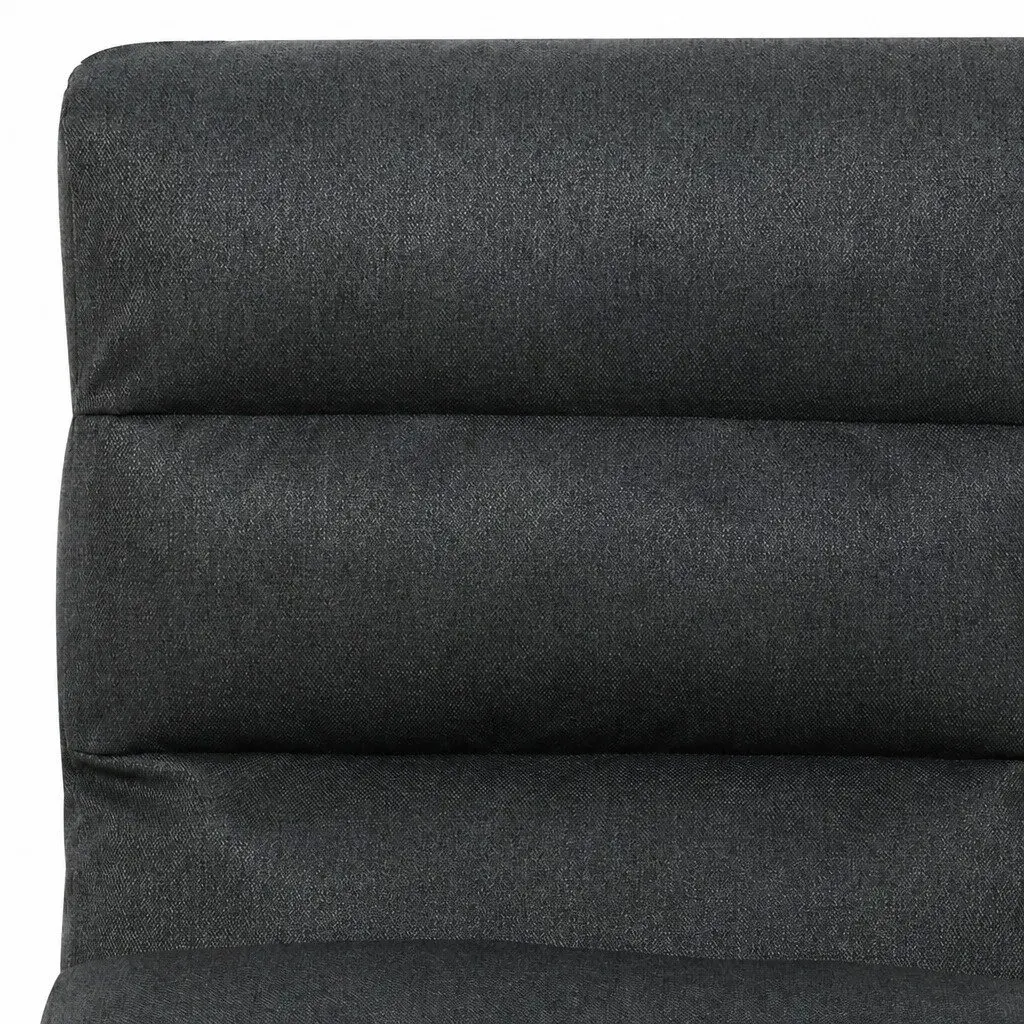 Lounge Chair with Storage Bags Soft Linen Cushion Durable Metal Frame Dark Grey