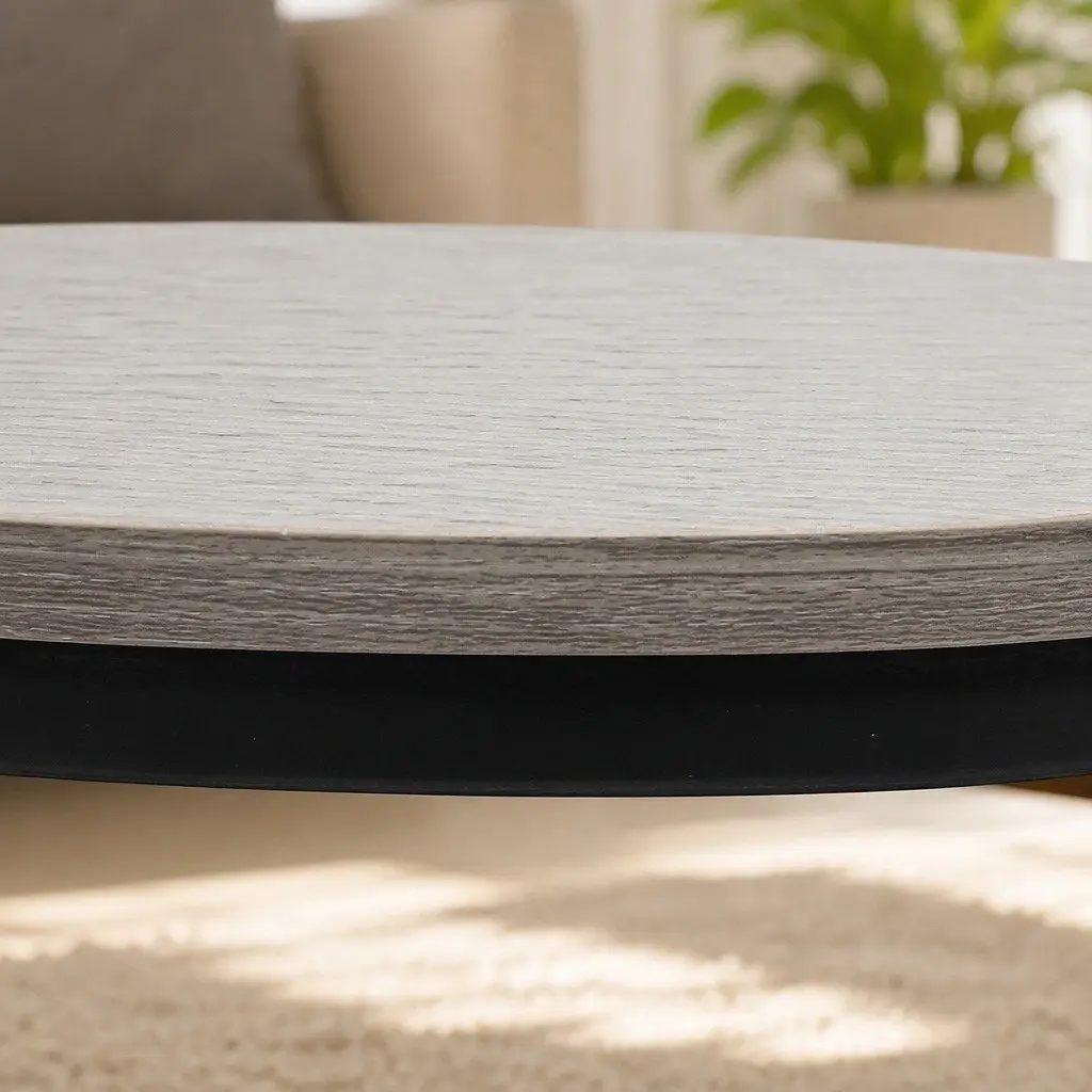 Round Nesting Coffee Table Set Rustic Wood Grain Surface Space Saving 2 Piece