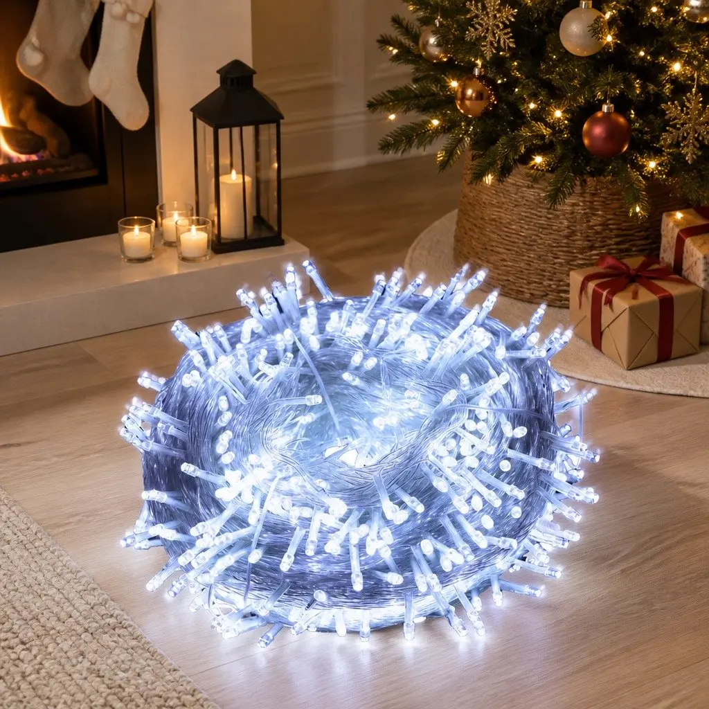 LED Curtain String Lights Cool White 500 Count Indoor Outdoor