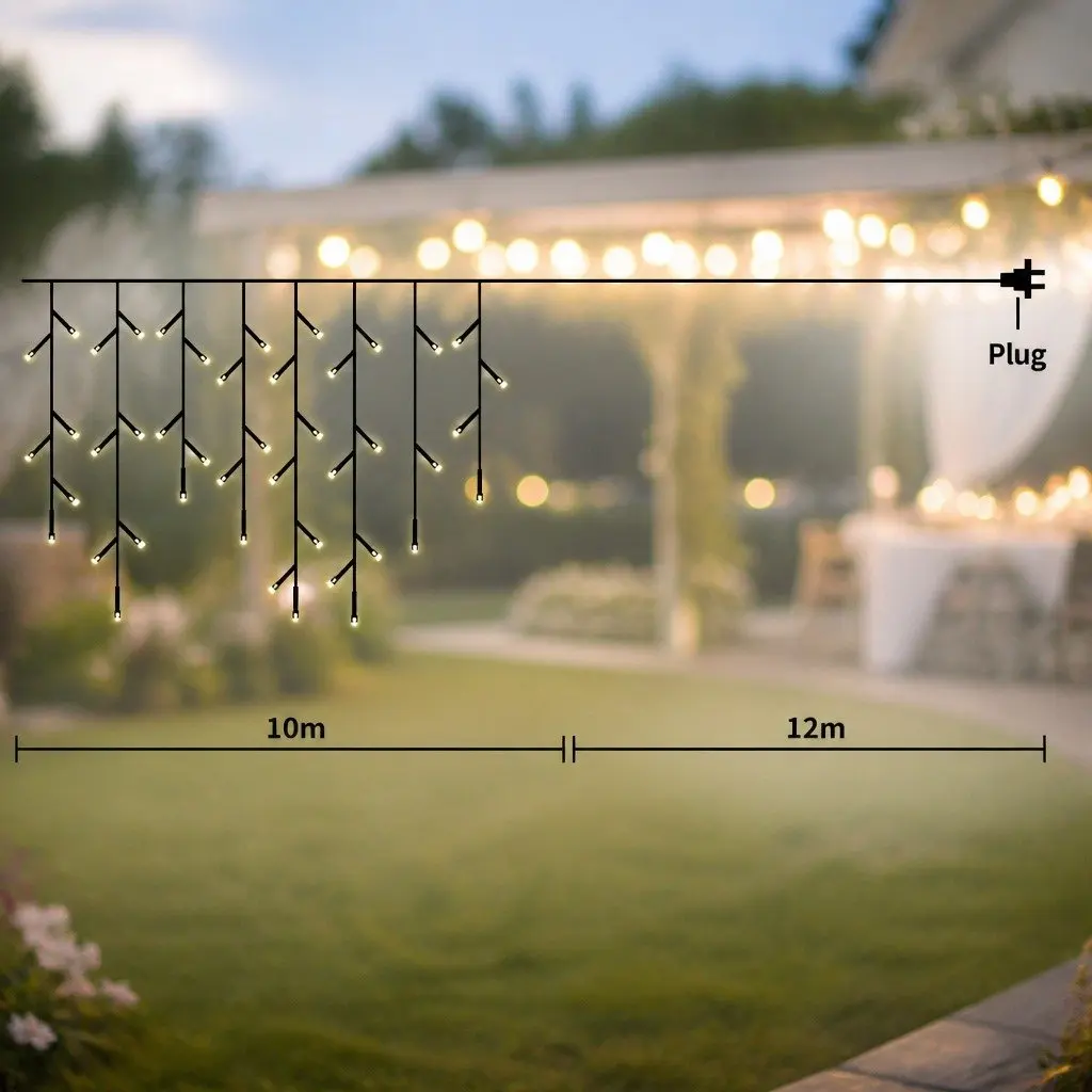 Multi Colour LED Curtain String Lights 500 Waterproof Indoor Outdoor Wedding Party