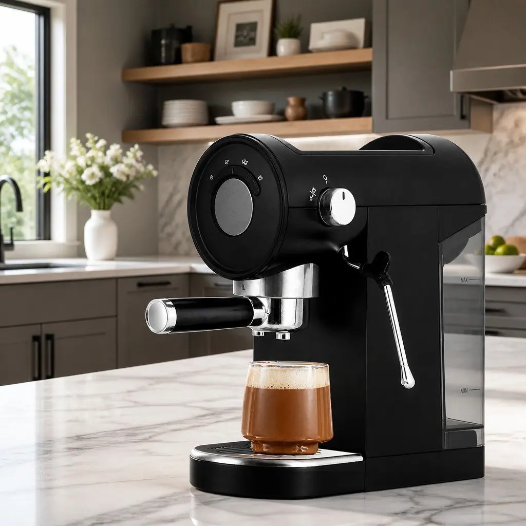 Espresso Coffee Machine 20 Bar Pressure Pump Instant Heat Milk Frother Mug Warmer Black