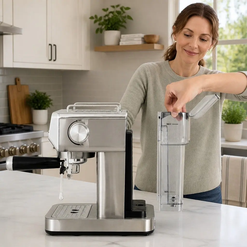 Espresso Coffee Machine 20 Bar Pressure Instant Heat Milk Frothing Compact Size
