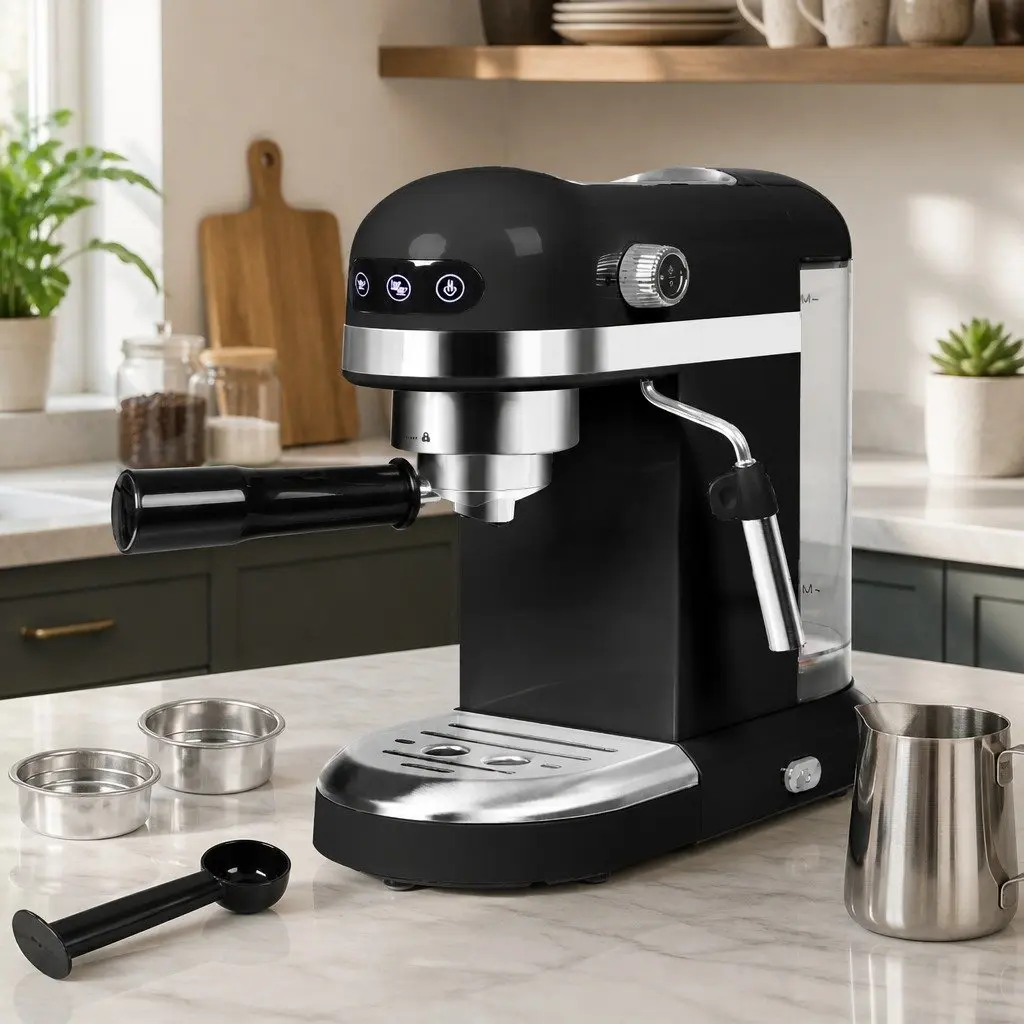Espresso Coffee Maker Touch Screen Stainless Steel Home 1.4L