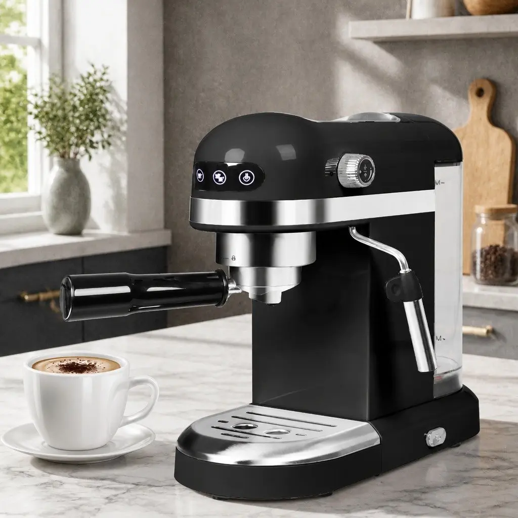 Espresso Coffee Maker Touch Screen Stainless Steel Home 1.4L