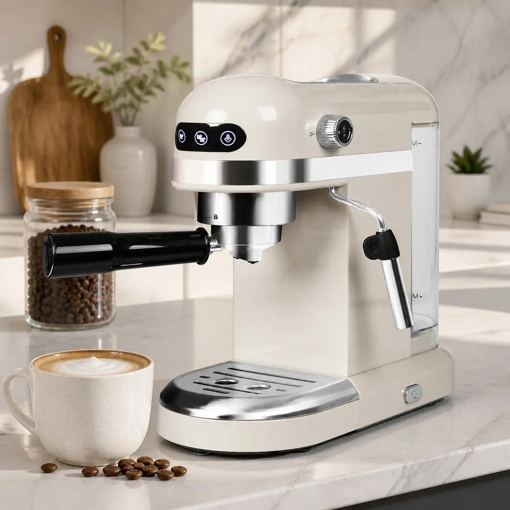 Espresso Coffee Maker Touch Screen Milk Frother Stainless Steel 1.4L