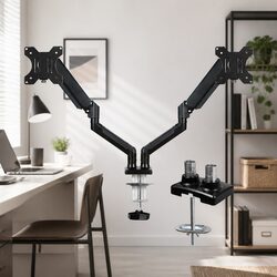 Dual Monitor Arm Stand 13"-32" Desk Mount Adjustable Ergonomic Display Bracket
