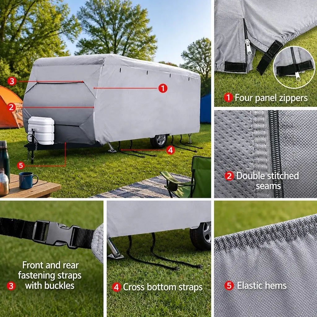 Caravan Cover 20-22ft Campervan 4 Layer Polypropylene Waterproof UV Resistant