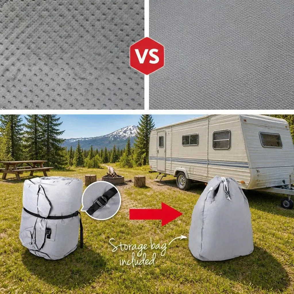 Caravan Cover 18-20ft Campervan Grey 4 Layer Waterproof UV Resistant