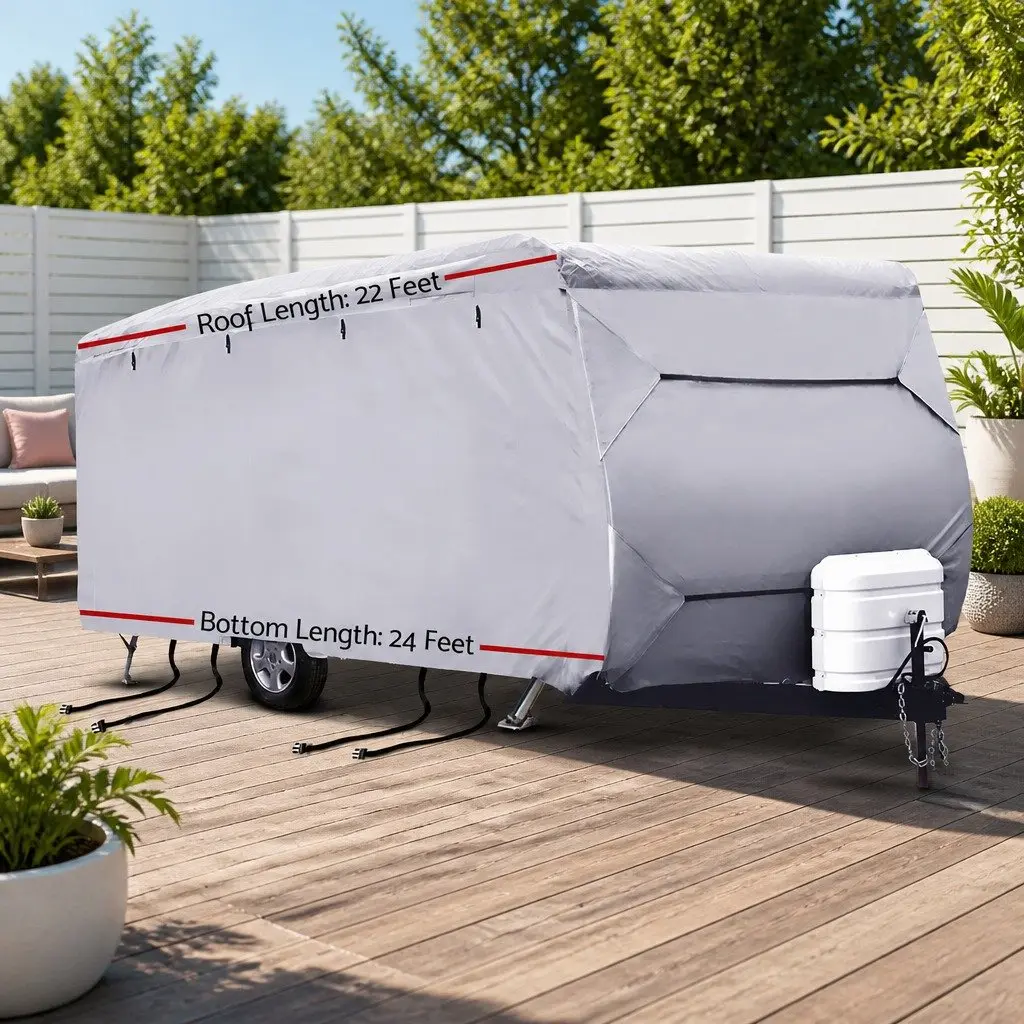 Caravan Cover 22-24ft Heavy-Duty 4 Layer Polypropylene Waterproof UV Protection