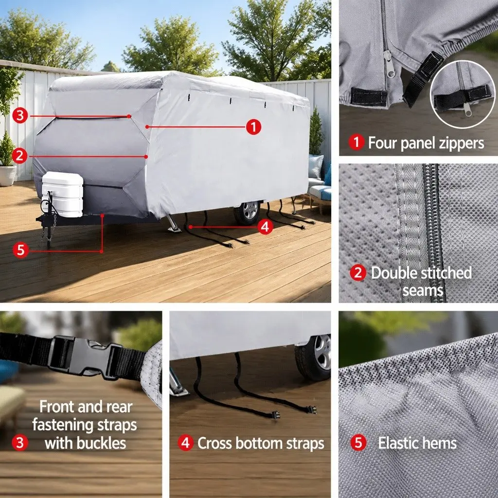 Caravan Cover 22-24ft Heavy-Duty 4 Layer Polypropylene Waterproof UV Protection