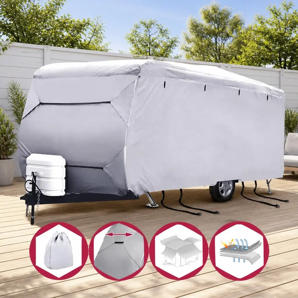 Caravan Cover 22-24ft Heavy-Duty 4 Layer Polypropylene Waterproof UV Protection