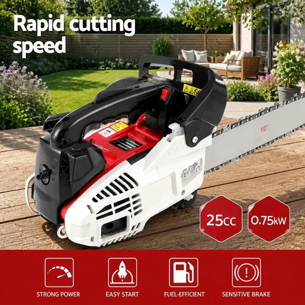 Petrol Chainsaw E-Start 25cc 10 Inch Lightweight Power Tool