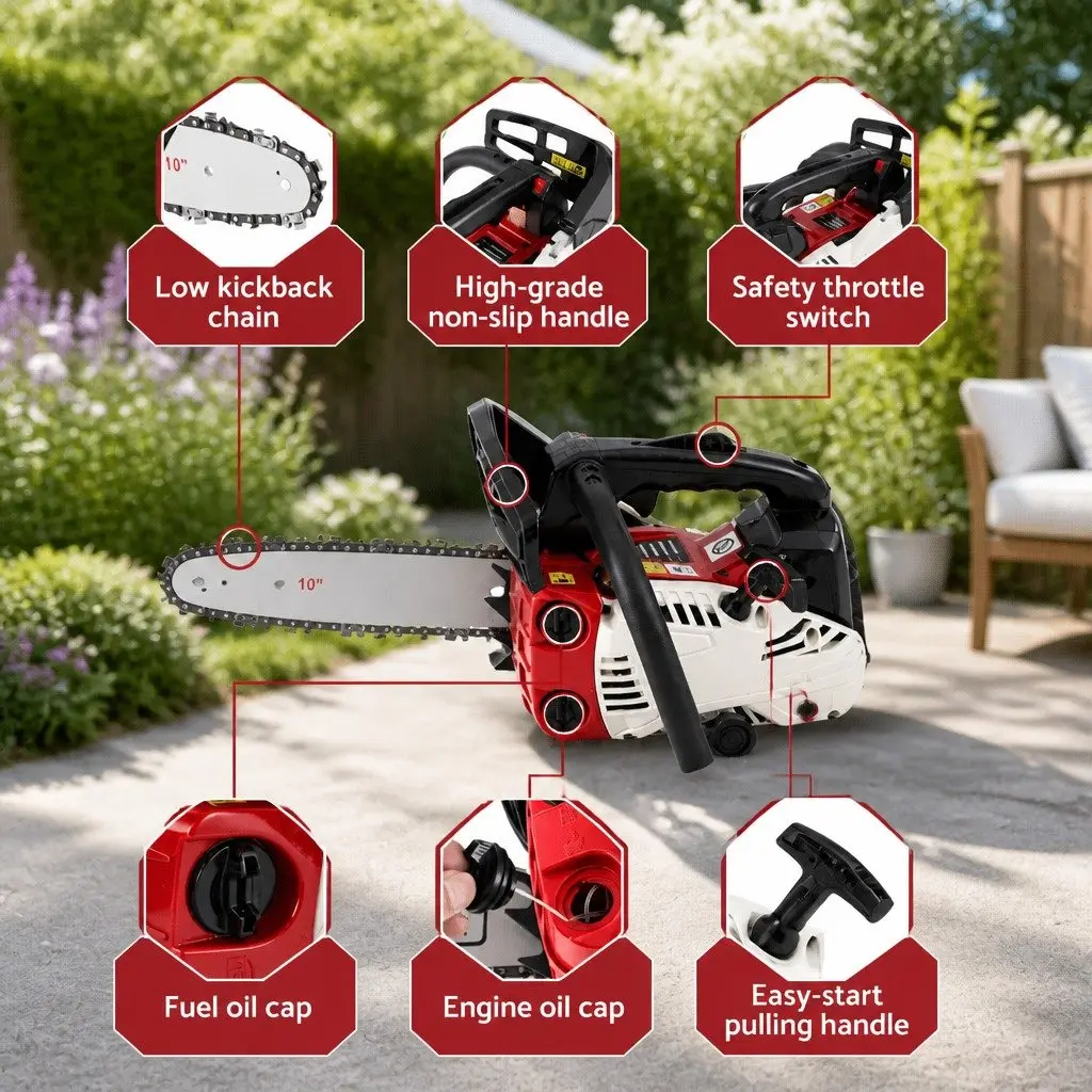 Petrol Chainsaw E-Start 25cc 10 Inch Lightweight Power Tool
