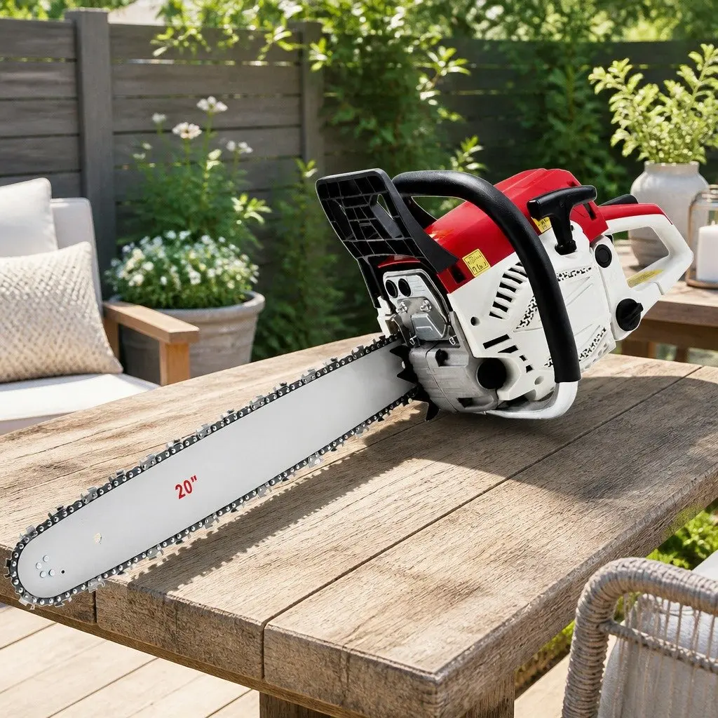58cc Petrol Chainsaw 20 Inch Bar 2 Stroke E-Start Cutting Tool