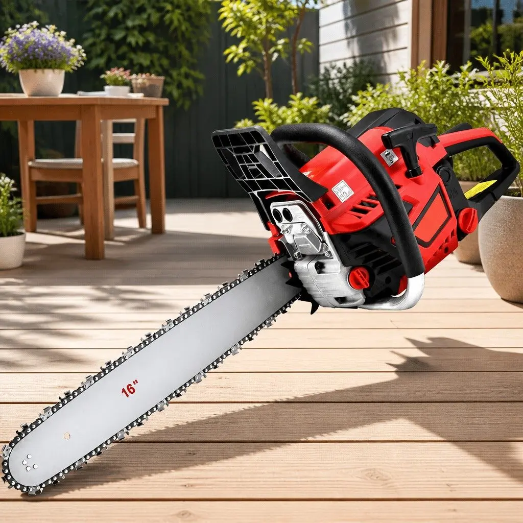 Petrol Chainsaw 45CC 16" Bar 1.7kW 2-Stroke E-Start Commercial Pruning Saw