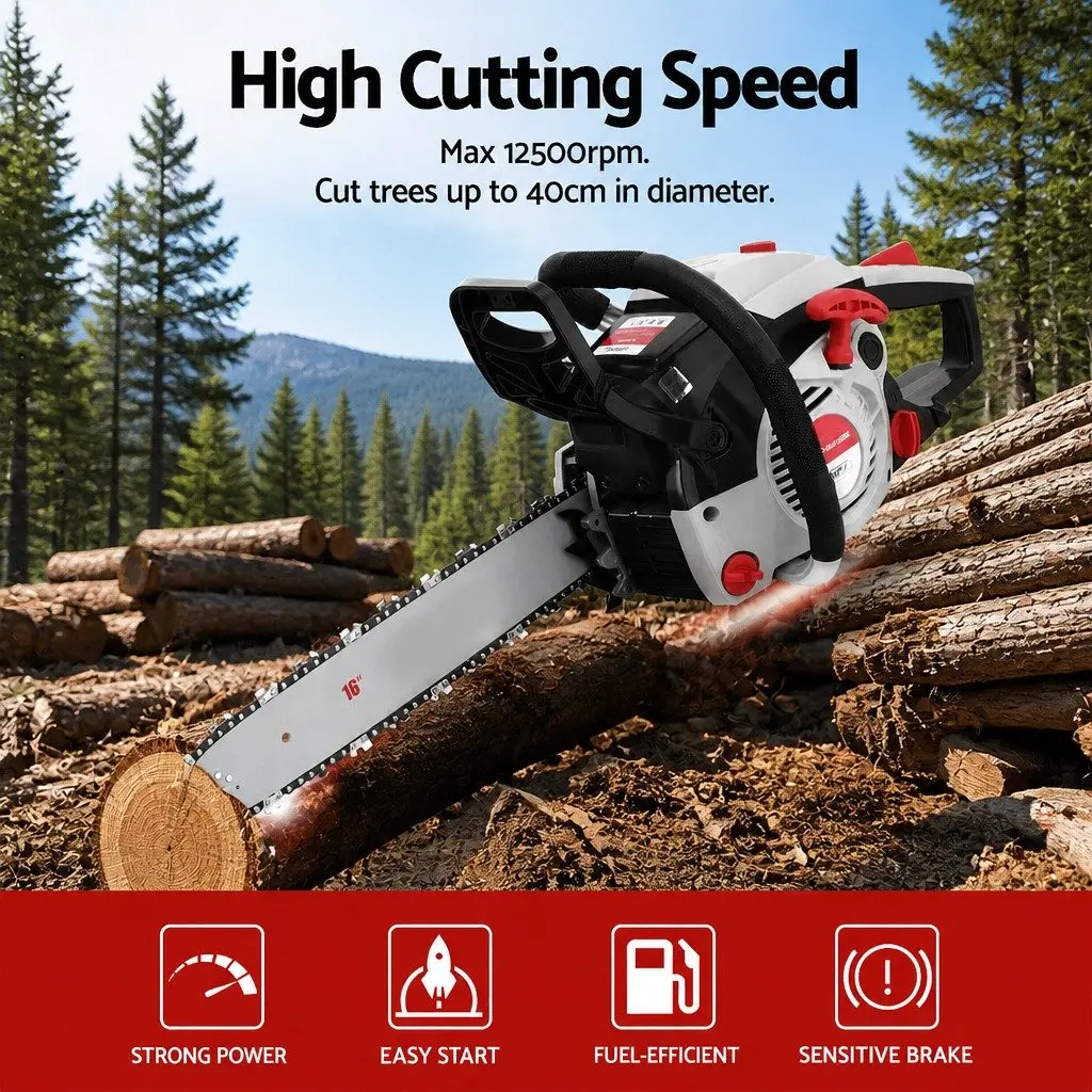 42CC Petrol Chainsaw 16 Inch Bar Pruning Cutting Lightweight Garden Power Tool