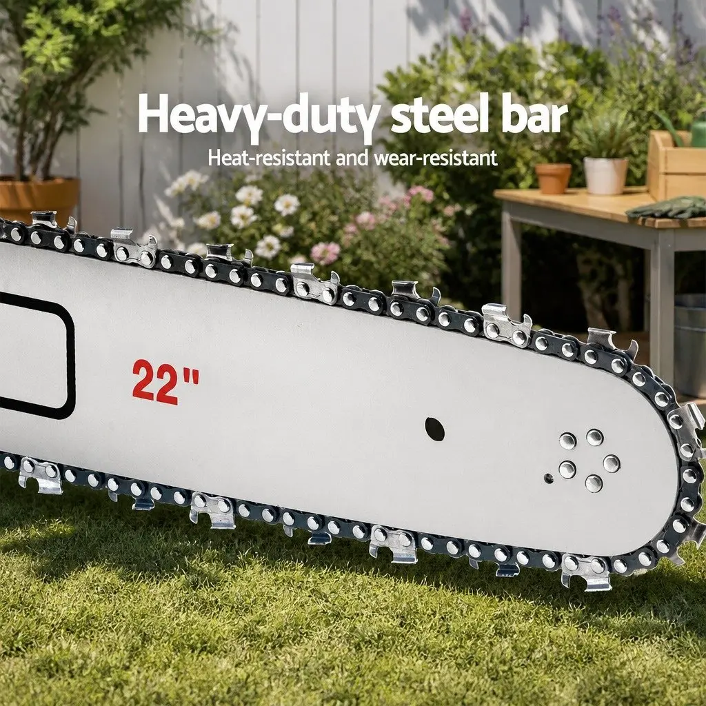 Petrol Chainsaw 62CC 22 Inch Bar Commercial Grade E-Start Cutting Tool