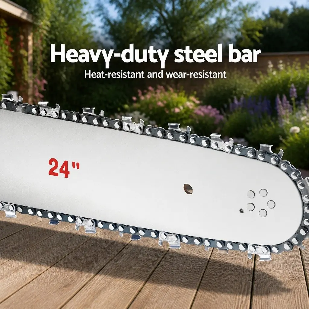 Petrol Chainsaw 62cc 24 Inch Bar 2 Stroke E-Start for Tree Pruning and Cutting