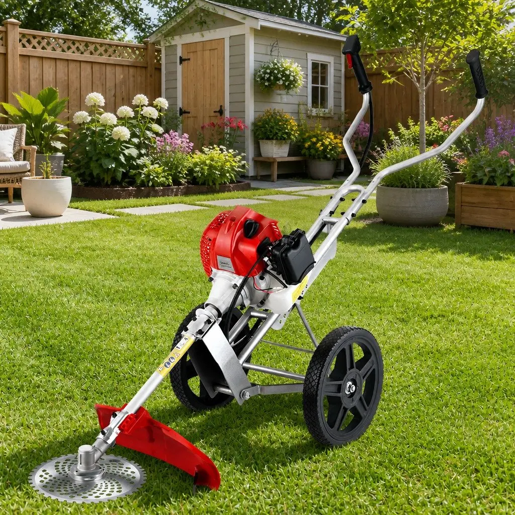 52cc Petrol Brush Cutter 3-in-1 Wheeled Trimmer Saw 2 Stroke