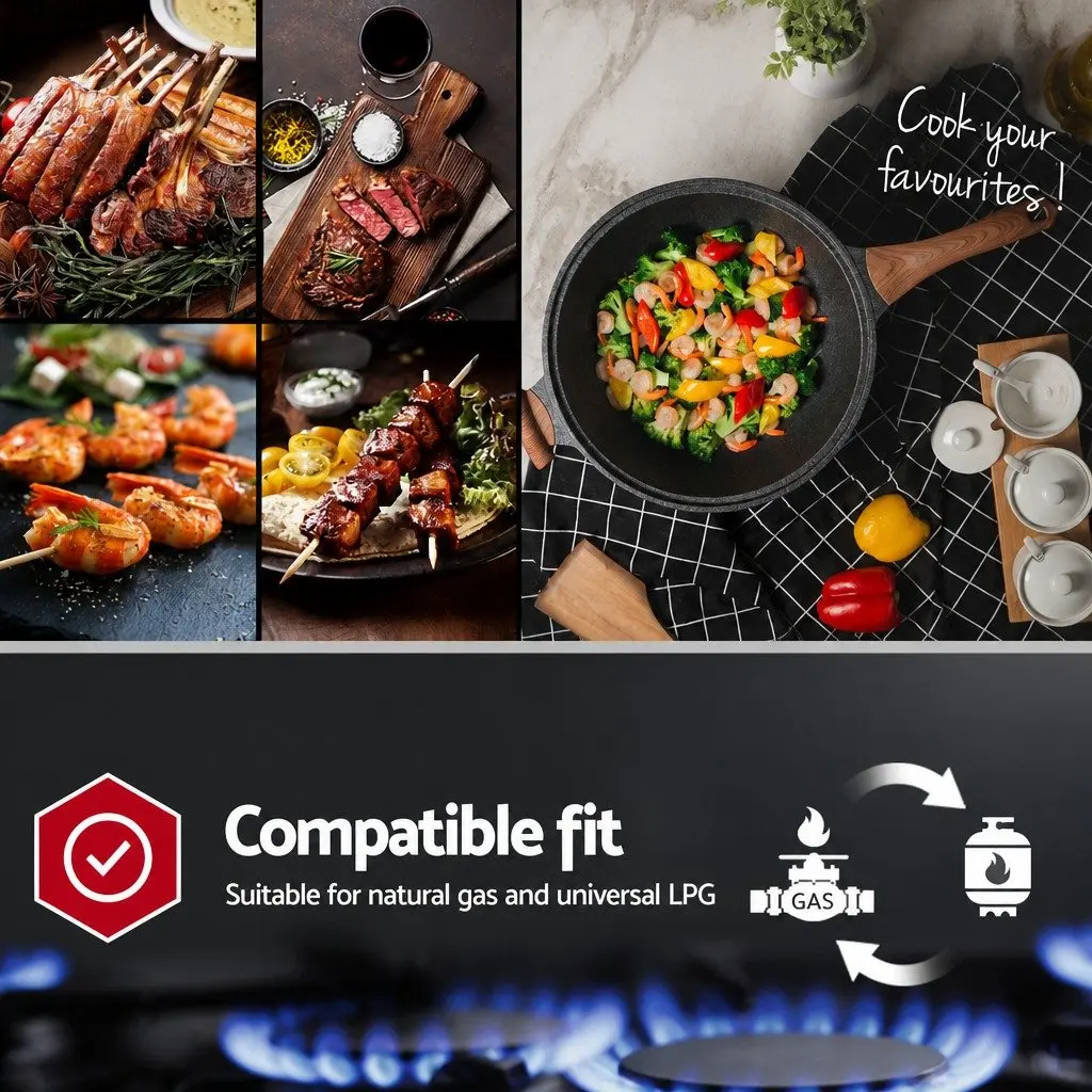 Gas Cooktop 30cm 2 Burner Built-in Stove Glass Cook Top NG LPG Wok Burner