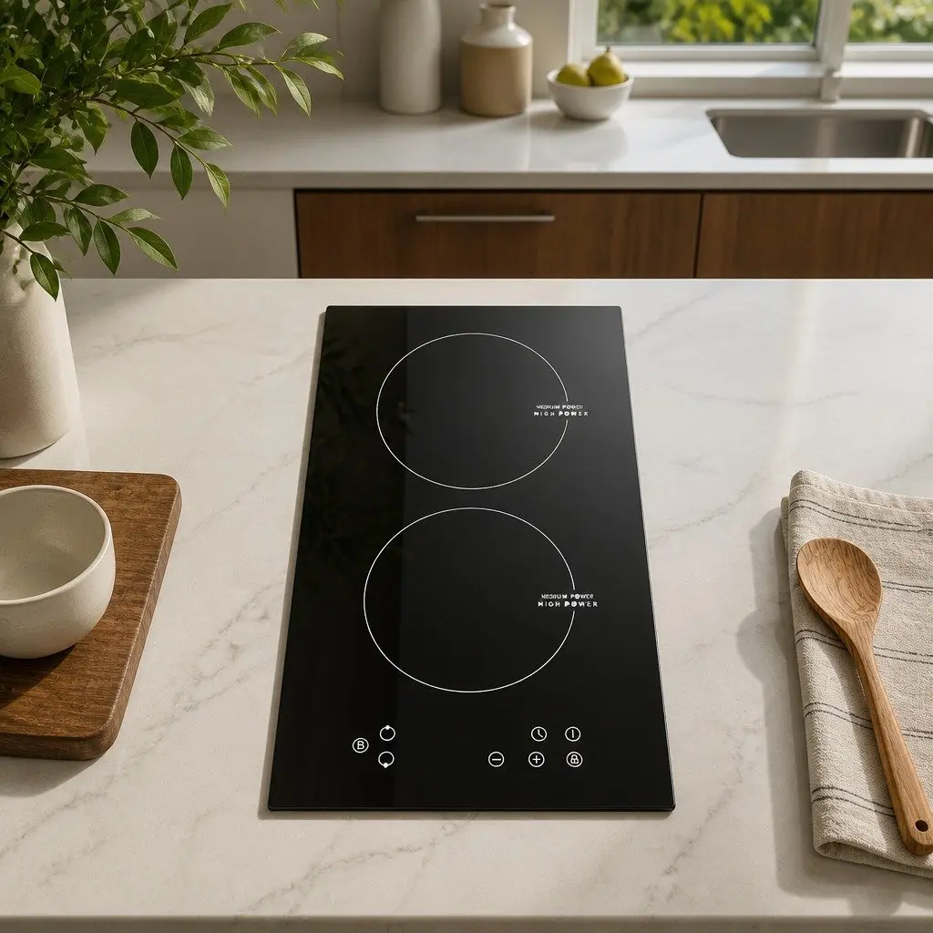 Induction Cooktop 30cm 2 Cooking Zones Electric Stove Black Glass Touch Control