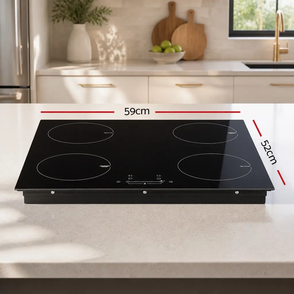 Induction Cooktop 60cm Black Electric Cooker 4 Cooking Zones Touch Control