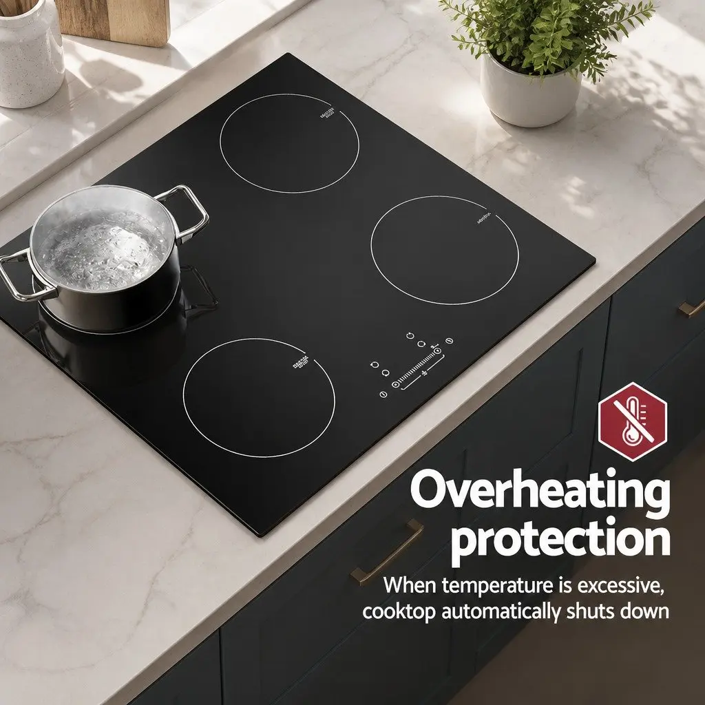 Induction Cooktop 60cm Black Electric Cooker 4 Cooking Zones Touch Control