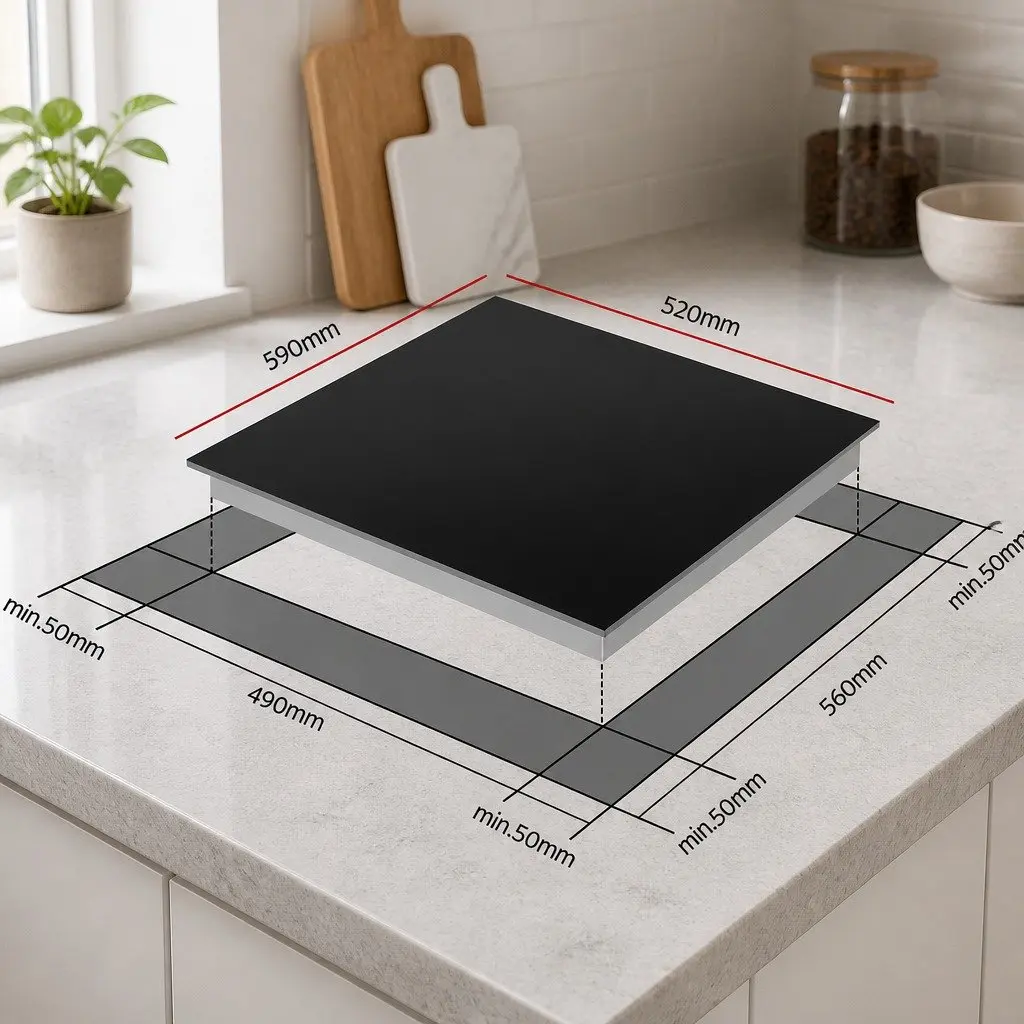 Induction Cooktop 60cm 4 Zone Electric Cooker Black Touch Control Kitchen