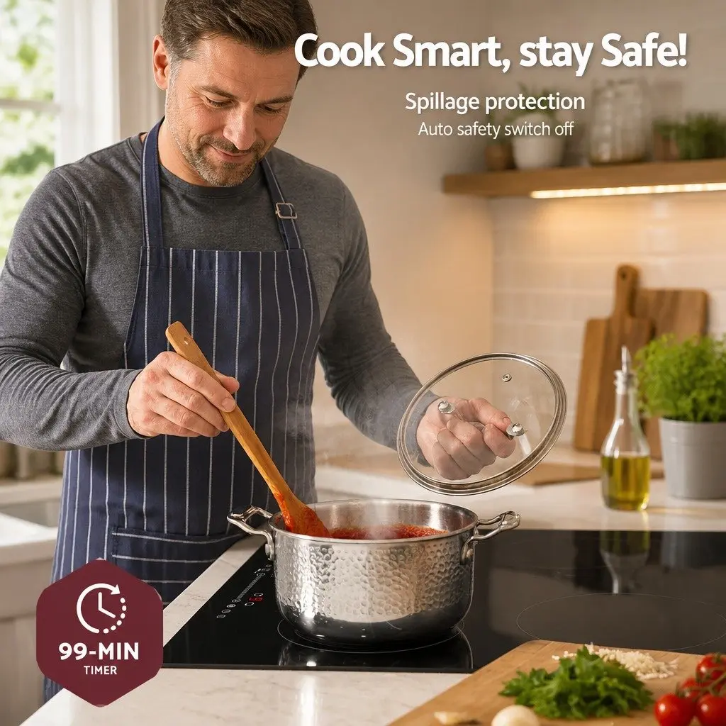 Induction Cooktop 60cm 4 Zone Electric Cooker Black Touch Control Kitchen